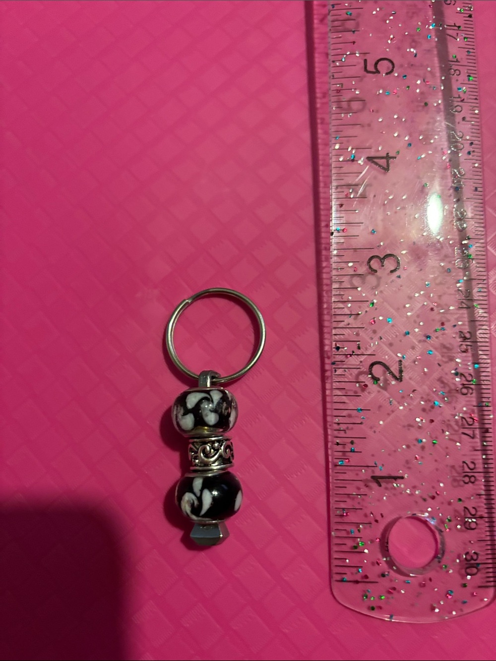 Black & White Bead Keychain Charm